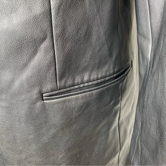 Express Black Faux Leather Single Button Blazer - Picture 4 of 8